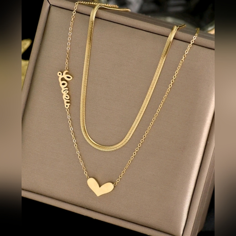 Layered love heart necklace
